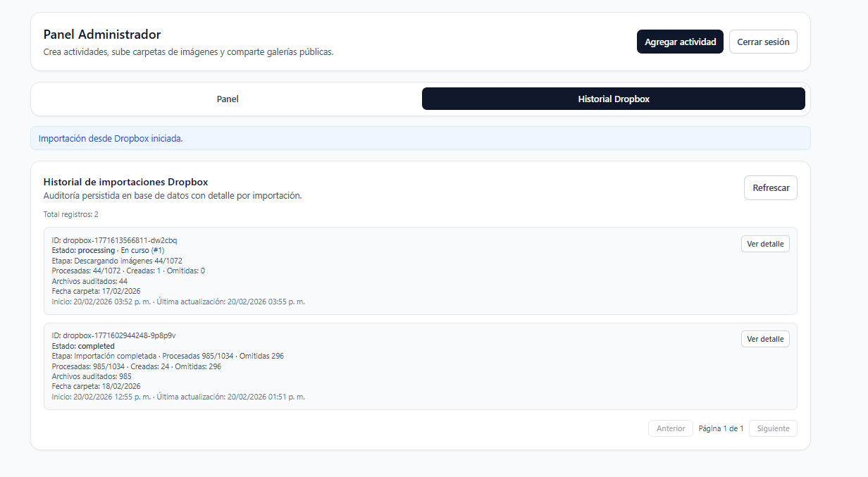 Admin · Historial Dropbox